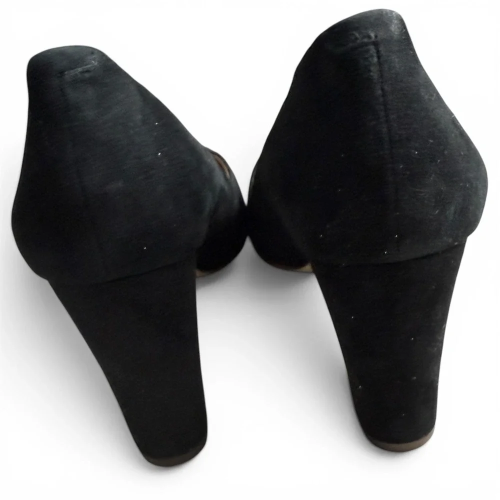 J.Crew Block Heel Pumps Black Suede Womens 8.5 Round Toe Classic Office Career